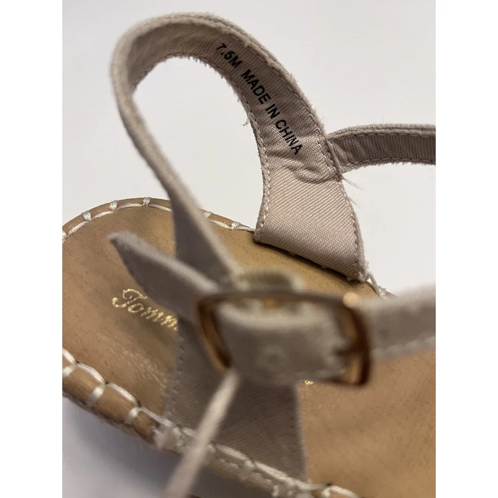 New TOMMY BAHAMA 7.5 Sandal Daphne Espadrille Wedge Eyelet Broderie Anglaise Tan